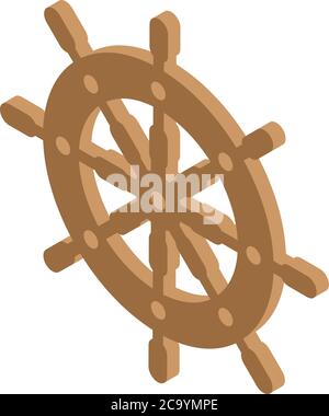 Marine ship wheel icon, isometric style Stock Vector