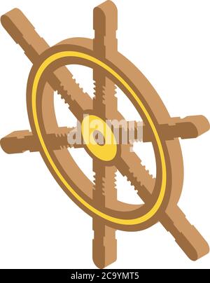 Adventure ship wheel icon, isometric style Stock Vector