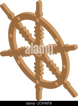 Cruise ship wheel icon, isometric style Stock Vector