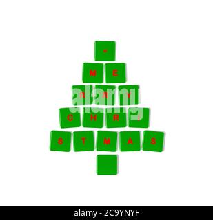 Christmas tree made of computer keys Stock Photo