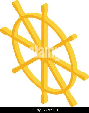 Ship wheel icon, isometric style Stock Vector