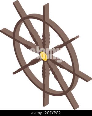 Boat ship wheel icon, isometric style Stock Vector