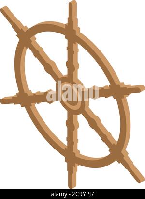 Helm ship wheel icon, isometric style Stock Vector