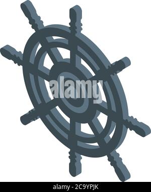 Steering ship wheel icon, isometric style Stock Vector