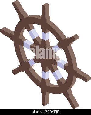 Travel ship wheel icon, isometric style Stock Vector