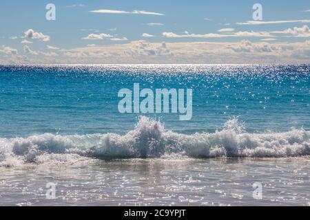Waves and a turquoise sea, in Bermuda Stock Photo