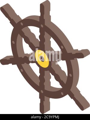 Sea ship wheel icon, isometric style Stock Vector