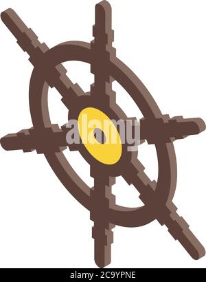 Captain ship wheel icon, isometric style Stock Vector