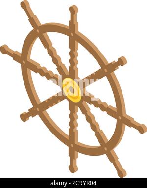 Handwheel ship wheel icon, isometric style Stock Vector