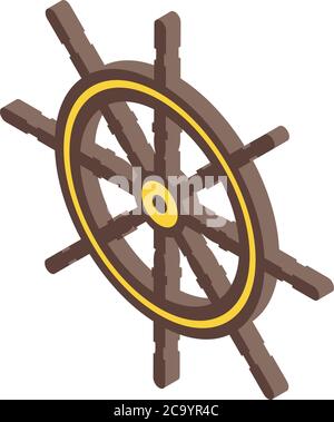 Sailor ship wheel icon, isometric style Stock Vector