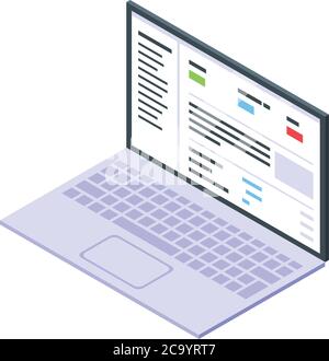 Auditor laptop icon, isometric style Stock Vector