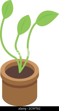 Plant pot inclusive education icon, isometric style Stock Vector