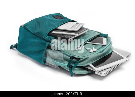 Bag and office accessoriess on white background Stock Photo