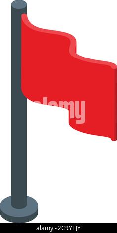 Red flag breakthrough icon, isometric style Stock Vector