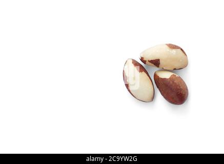 A close-up of Brazil nuts isolated on white background Stock Photo