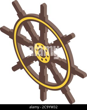 Navy ship wheel icon, isometric style Stock Vector