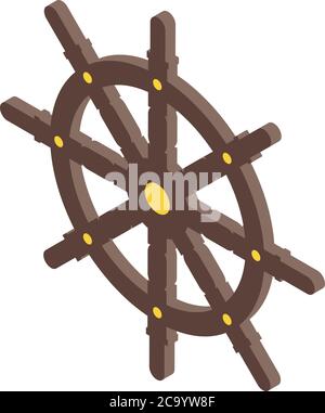 Sailboat ship wheel icon, isometric style Stock Vector