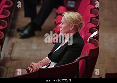 Munich, Deutschland. 03rd Aug, 2020. Franziska GIFFEY (SPD). Funeral service for the late Muenchner Alt-OB and honorary citizen Dr. Hans-Jochen Vogel (SPD) on 03.08.2020 in the Philharmonie in Gasteig in Muenchen, | usage worldwide Credit: dpa/Alamy Live News Stock Photo