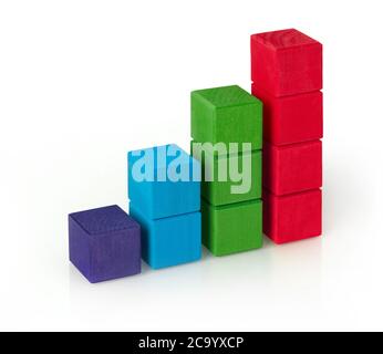 Wooden toy blocks on white background Stock Photo