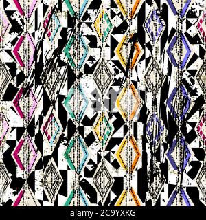 abstract geometric background pattern, with rhombus, strokes and splashes, black and white Stock Vector