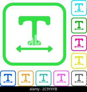 Adjust font width vivid colored flat icons in curved borders on white background Stock Vector