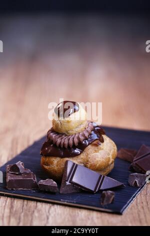 religious, French chocolate pastry on a table Stock Photo