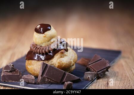 religious, French chocolate pastry on a table Stock Photo