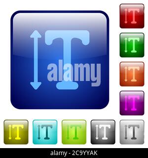 Adjust font height icons in rounded square color glossy button set Stock Vector