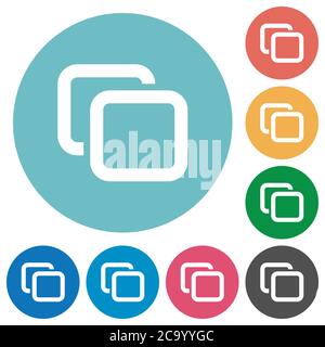 Tabs flat white icons on round color backgrounds. 6 bonus icons ...