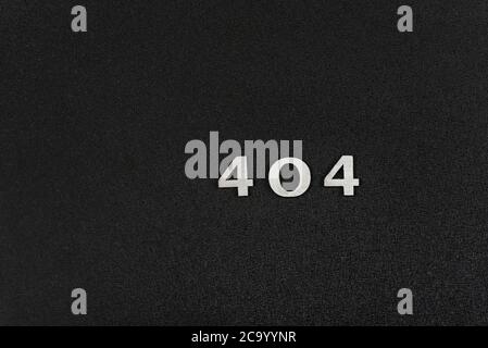 404 white numbers on black background. Top view. Error concept. Stock Photo