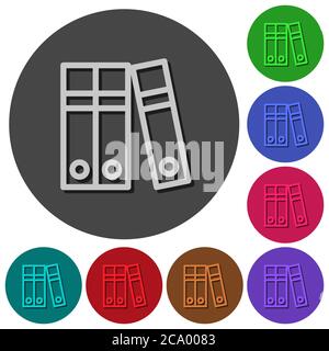 Document folders icons with shadows on color round backgrounds for material design Stock Vector