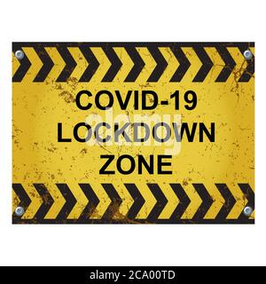 Warning virus lockdown zone as governments announce local measures to combat pandemic hotspots Stock Vector