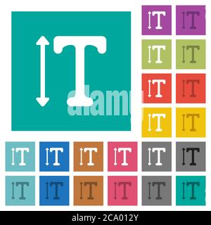 Adjust font height multi colored flat icons on plain square backgrounds. Included white and darker icon variations for hover or active effects. Stock Vector