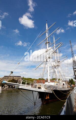 Sail training ship STS Lord Nelson moored at Princes Quay awaiting decommissioning, Bristol, England. July 2020 Stock Photo