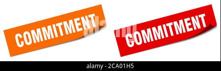commitment paper peeler sign set. commitment sticker Stock Vector
