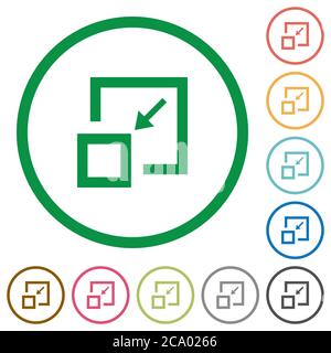 Shrink window flat color icons in round outlines on white background Stock Vector
