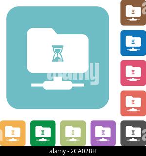 FTP busy white flat icons on color rounded square backgrounds Stock Vector