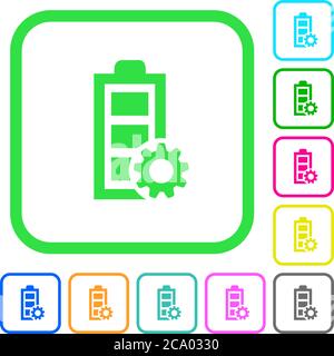 Power management vivid colored flat icons in curved borders on white background Stock Vector