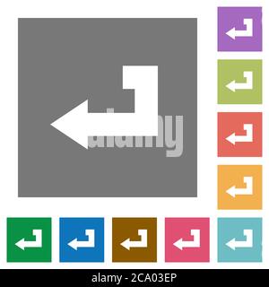 Return key flat icons on simple color square backgrounds Stock Vector