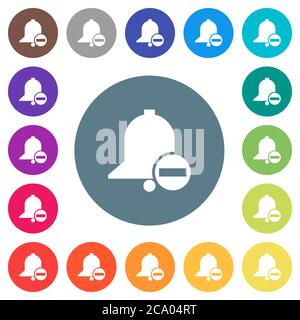 Remove reminder flat white icons on round color backgrounds. 17 background color variations are included. Stock Vector