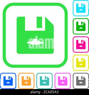 Network file vivid colored flat icons in curved borders on white background Stock Vector