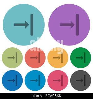 Align to right darker flat icons on color round background Stock Vector