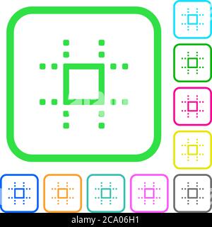 Snap to grid vivid colored flat icons in curved borders on white background Stock Vector