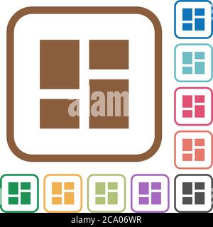 Admin dashboard panels simple icons in color rounded square frames on white background Stock Vector