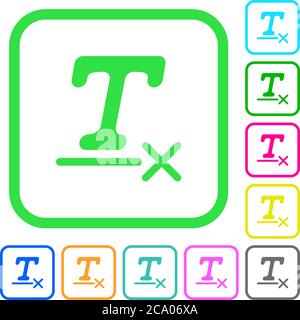 Clear text format vivid colored flat icons in curved borders on white background Stock Vector