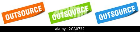 outsource paper peeler sign set. outsource sticker Stock Vector