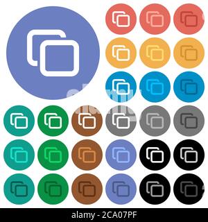 Tabs multi colored flat icons on round backgrounds. Included white, light and dark icon variations for hover and active status effects, and bonus shad Stock Vector