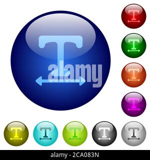 Adjust font width icons on round color glass buttons Stock Vector