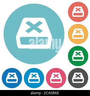 Uninstall flat white icons on round color backgrounds Stock Vector