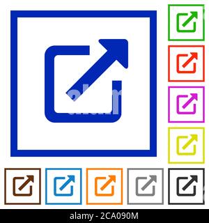 External link flat color icons in square frames on white background Stock Vector